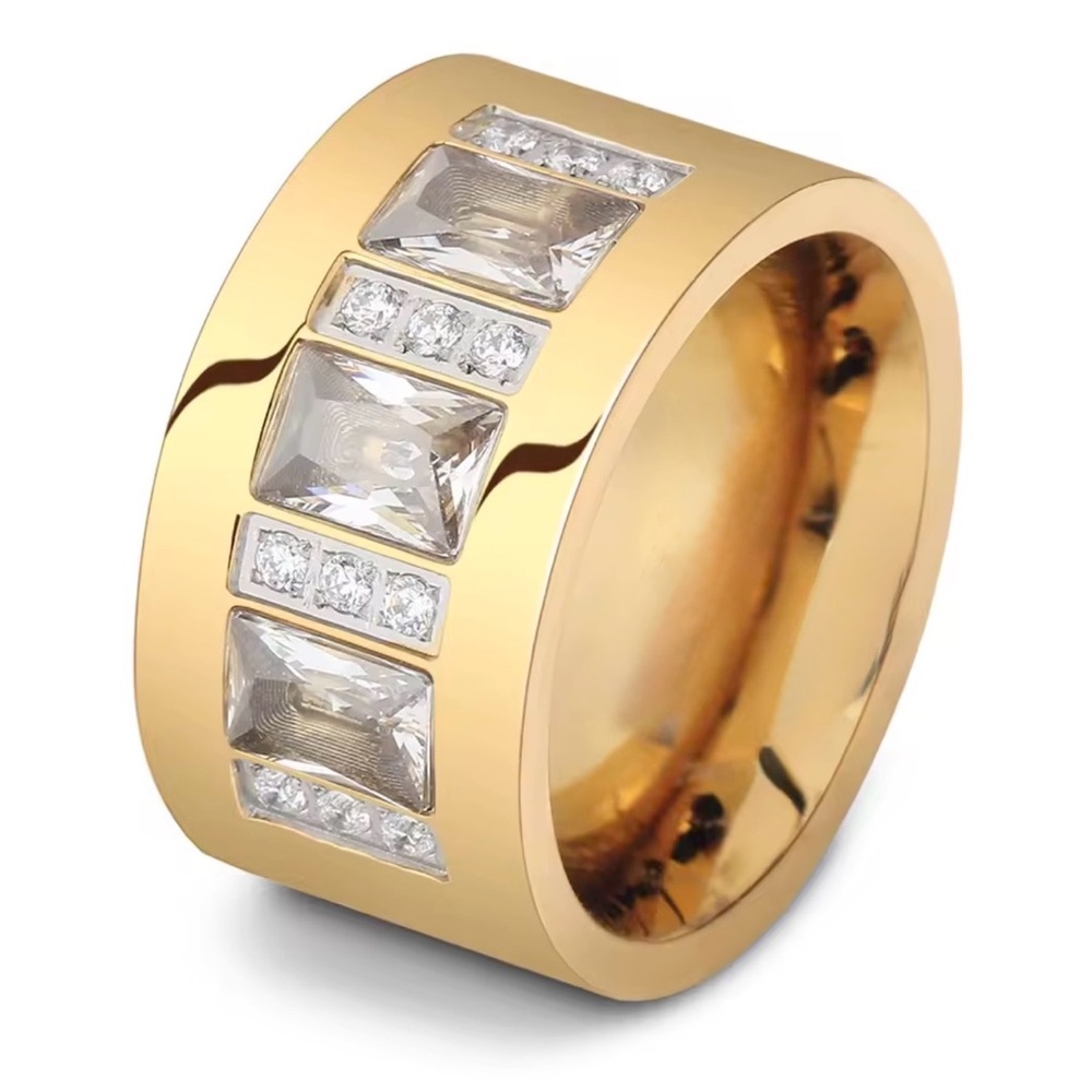 NWOT 18K SS & Crystal Band Ring - Picture 1 of 5